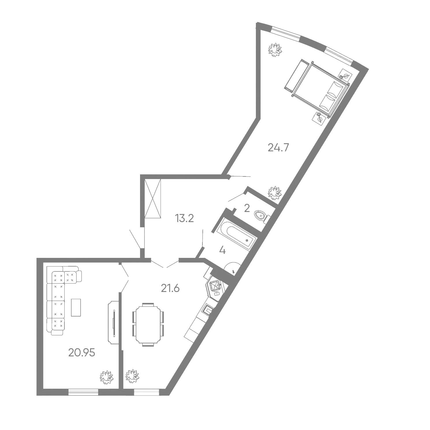 Планировка — Радонеж, 3-комн., 86 м²