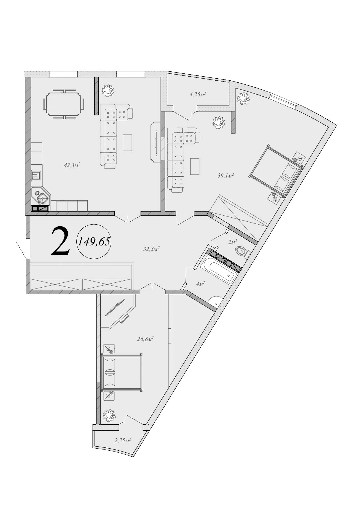 Планировка — Радонеж, 3-комн., 146 м²