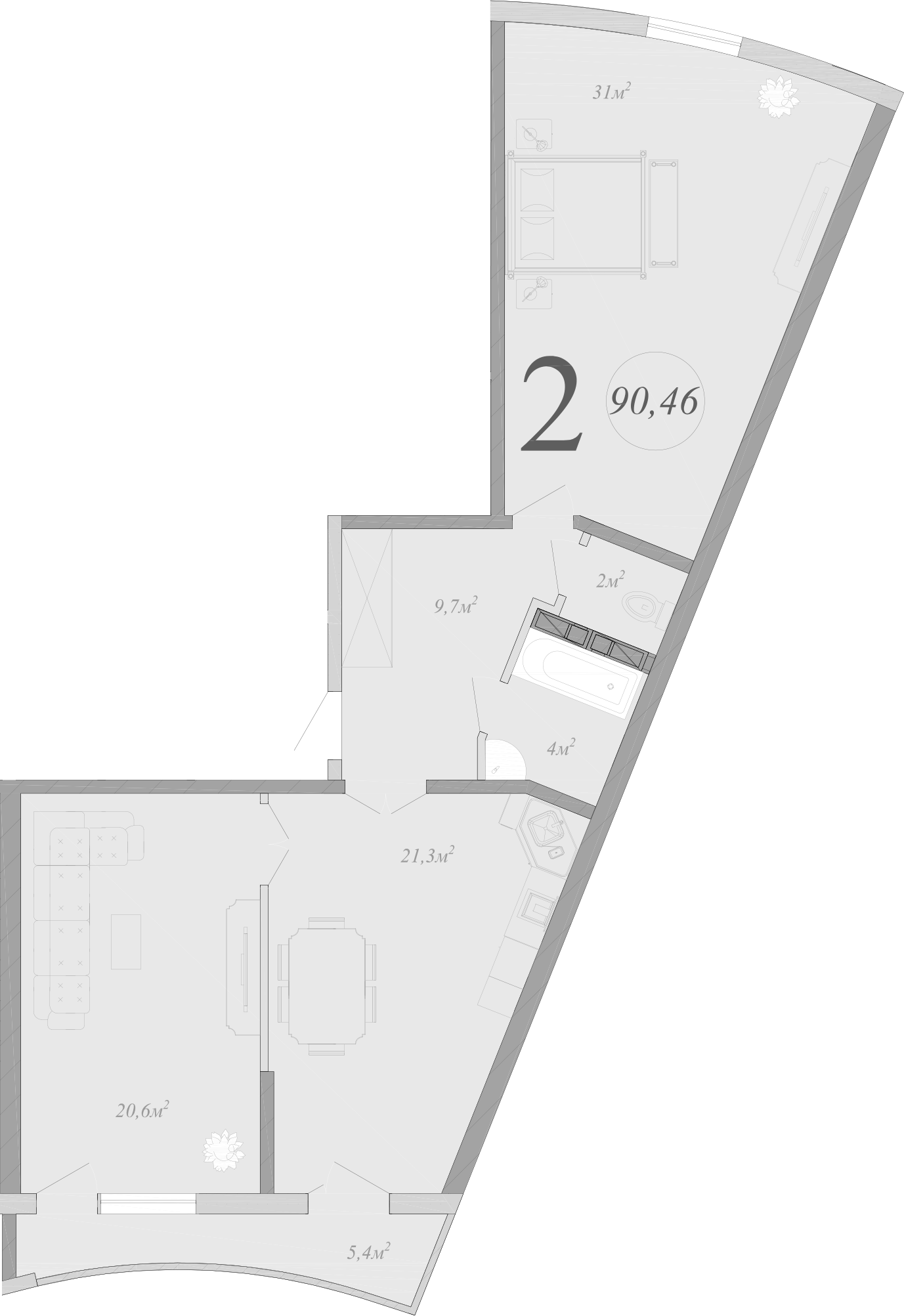 Планировка — Радонеж, 3-комн., 89 м²