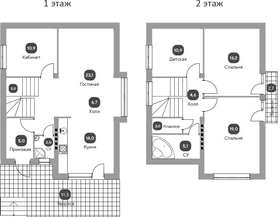 Планировка — Коттеджный поселок Семигорье, 5-комн., 125 м²
