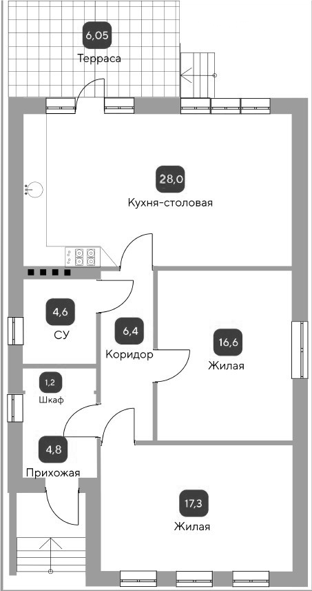 Планировка — Коттеджный поселок Семигорье, 2-комн., 79 м²