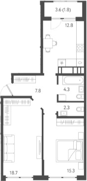 Планировка — Все Свои VIP, 2-комн., 63 м²