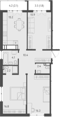 Планировка — Все Свои VIP, 4-комн., 83 м²