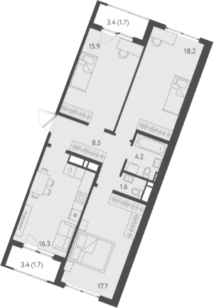 Планировка — Все Свои VIP, 4-комн., 82 м²