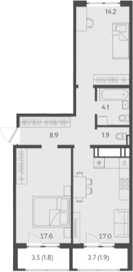 Планировка — Все Свои VIP, 3-комн., 64 м²
