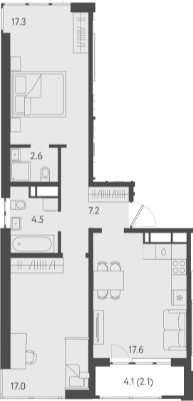 Планировка — Все Свои VIP, 3-комн., 66 м²