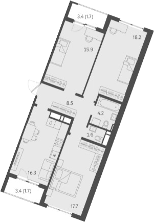 Планировка — Все Свои VIP, 4-комн., 81 м²