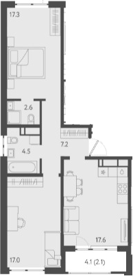 Планировка — Все Свои VIP, 3-комн., 64 м²