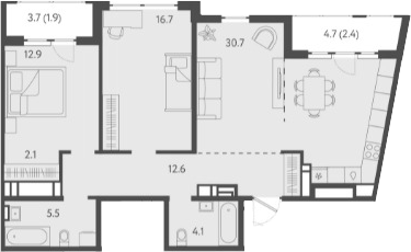 Планировка — Все Свои VIP, 3-комн., 84 м²