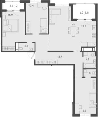 Планировка — Все Свои VIP, 4-комн., 103 м²