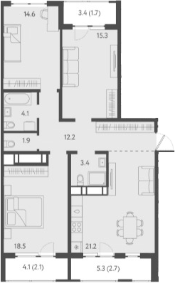 Планировка — Все Свои VIP, 4-комн., 91 м²