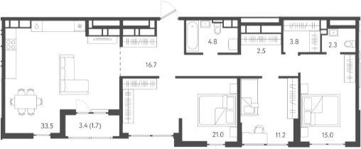 Планировка — Все Свои VIP, 4-комн., 111 м²