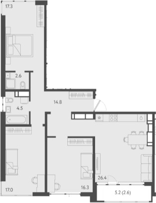 Планировка — Все Свои VIP, 4-комн., 99 м²