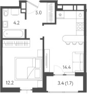 Планировка — Все Свои VIP, 1-комн., 36 м²