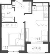 Планировка — Все Свои VIP, 1-комн., 36 м²