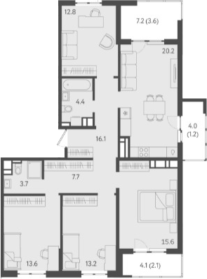 Планировка — Все Свои VIP, 5-комн., 100 м²