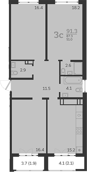 Планировка — Все Свои VIP, 4-комн., 86 м²