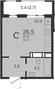 Планировка — Все Свои VIP, Студия, 24 м²