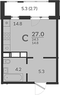 Планировка — Все Свои VIP, Студия, 24 м²
