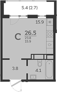 Планировка — Все Свои VIP, Студия, 24 м²
