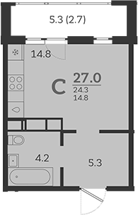 Планировка — Все Свои VIP, Студия, 24 м²