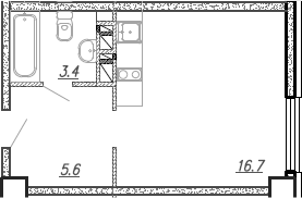 Планировка — The Grand Palace, Студия, 26 м²