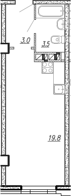 Планировка — The Grand Palace, Студия, 26 м²