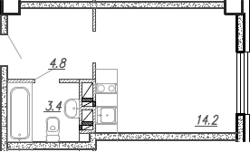 Планировка — The Grand Palace, Студия, 22 м²