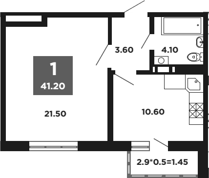 Планировка — NEO-квартал Красная площадь, 1-комн., 40 м²