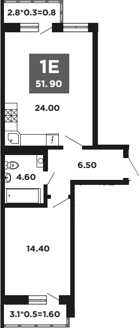 Планировка — NEO-квартал Красная площадь, 2-комн., 50 м²