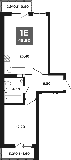 Планировка — NEO-квартал Красная площадь, 2-комн., 46 м²