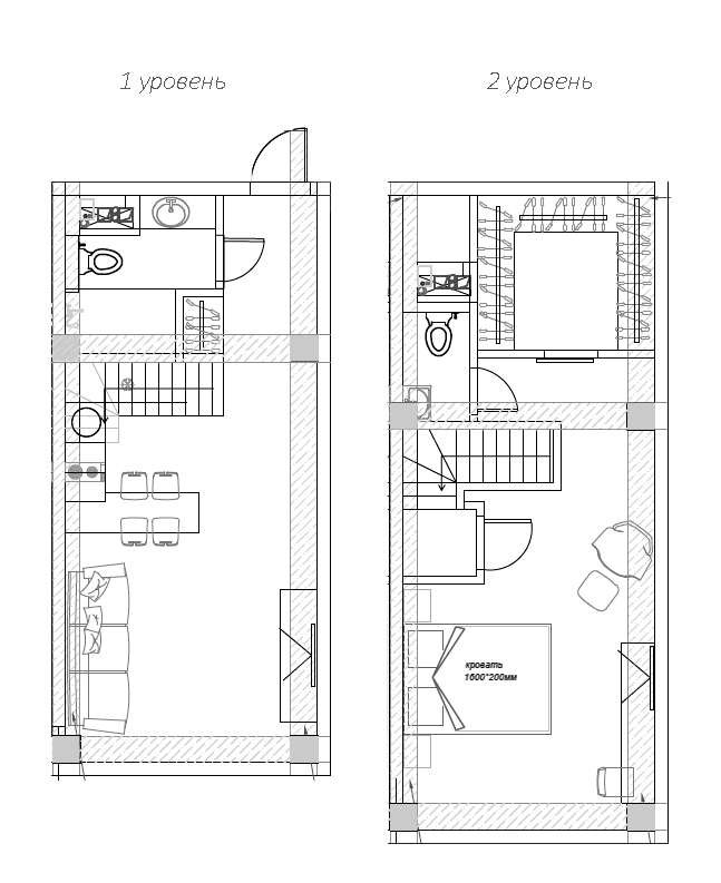 Планировка — Mirror Family, 1-комн., 58 м²