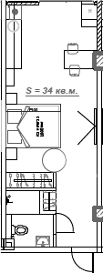 Планировка — Mirror, 1-комн., 34 м²