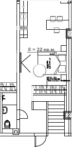 Планировка — Mirror, 1-комн., 34 м²