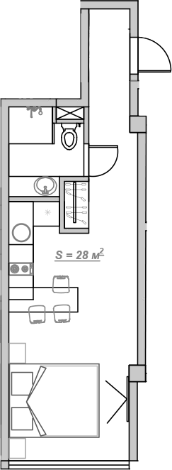 Планировка — Mirror 2, 1-комн., 29 м²