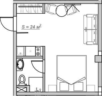 Планировка — Mirror 2, 1-комн., 27 м²