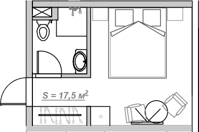 Планировка — Mirror 2, 1-комн., 18 м²