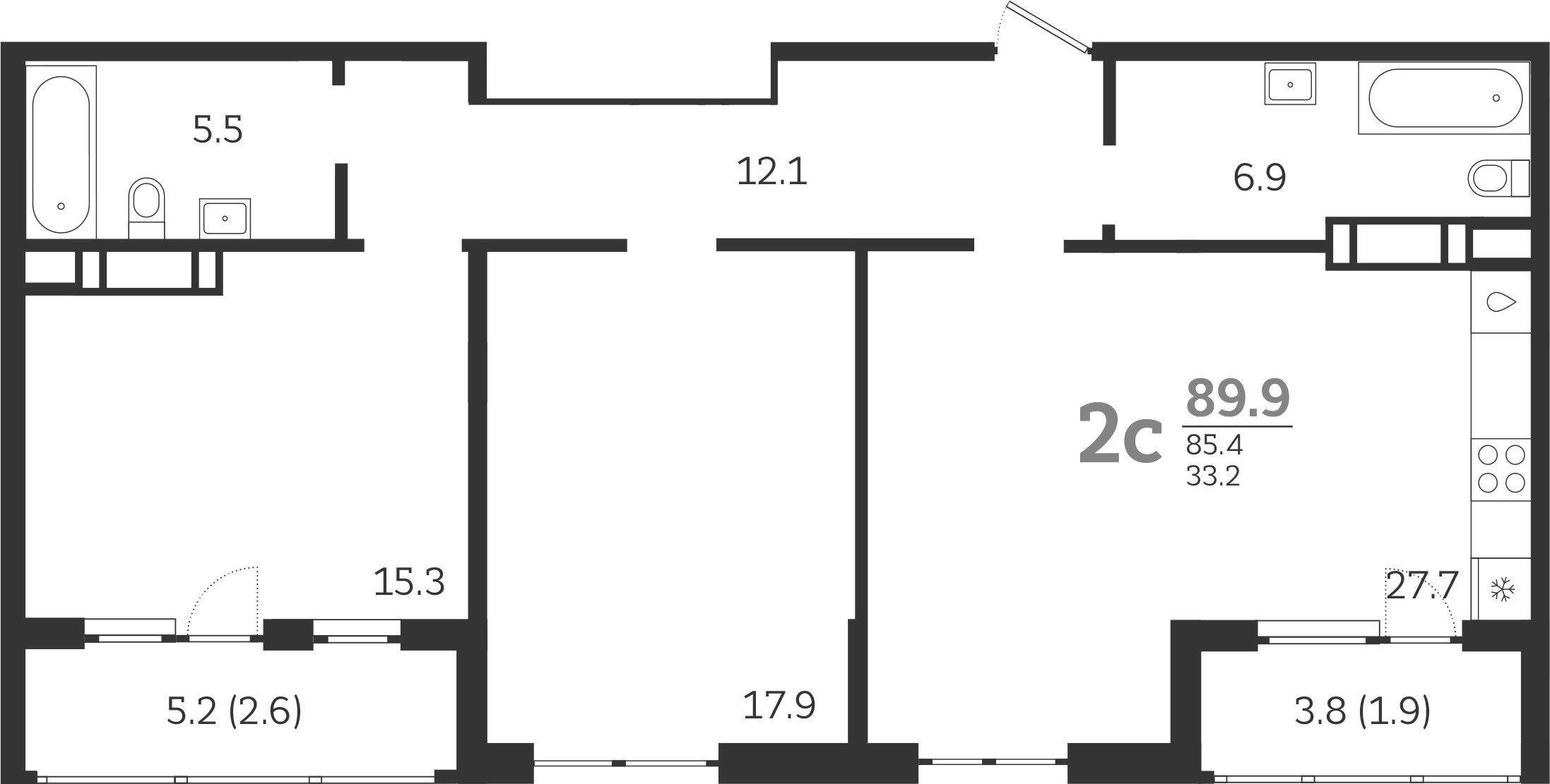 Планировка — Все Свои VIP, 3-комн., 85 м²