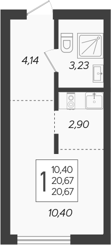 Планировка — Кислород, Студия, 21 м²