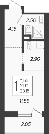 Планировка — Кислород, Студия, 21 м²