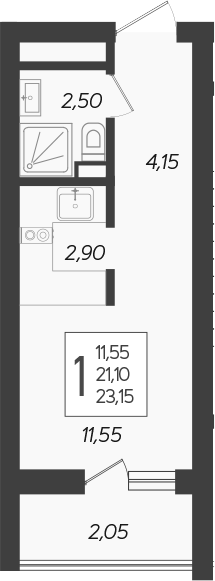 Планировка — Кислород, Студия, 21 м²