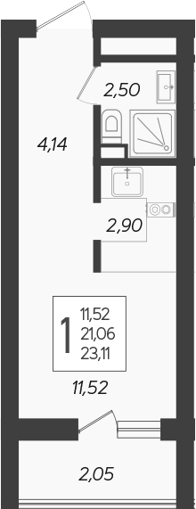 Планировка — Кислород, Студия, 21 м²