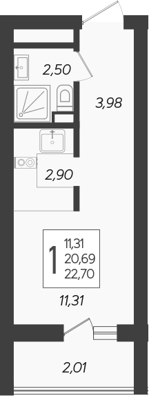 Планировка — Кислород, Студия, 21 м²