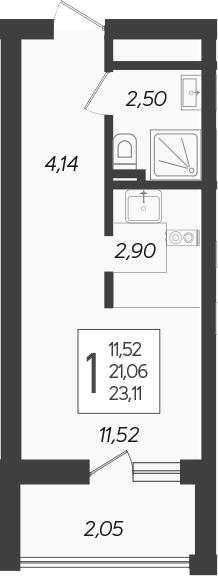 Планировка — Кислород, Студия, 21 м²