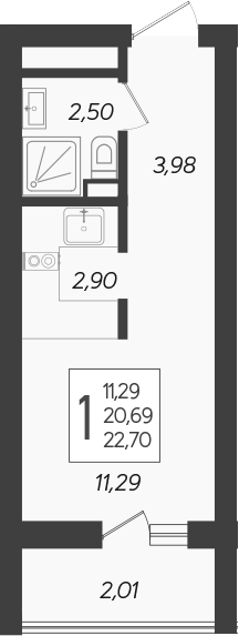 Планировка — Кислород, Студия, 21 м²