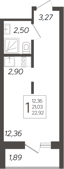 Планировка — Кислород, Студия, 21 м²