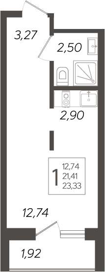 Планировка — Кислород, Студия, 21 м²