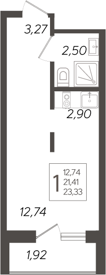 Планировка — Кислород, Студия, 21 м²