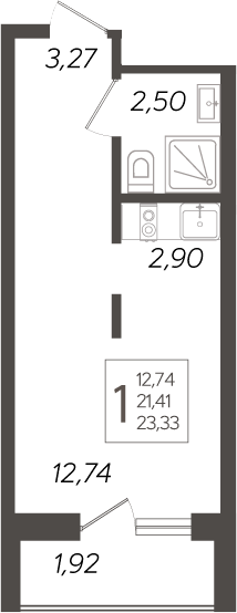 Планировка — Кислород, Студия, 21 м²