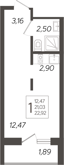 Планировка — Кислород, Студия, 21 м²